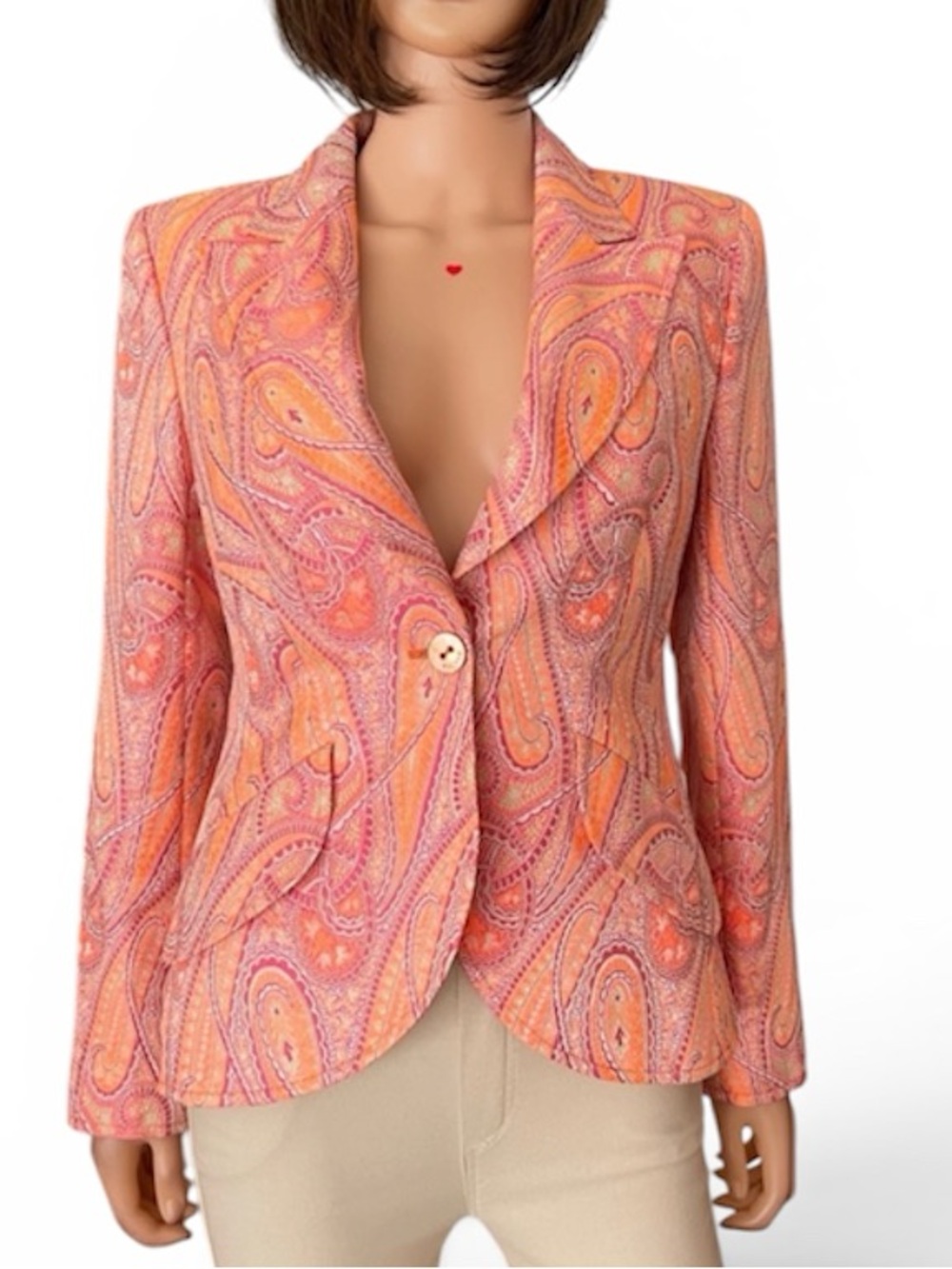 Vintage NWT Escada Pink and Orange Paisley Blazer